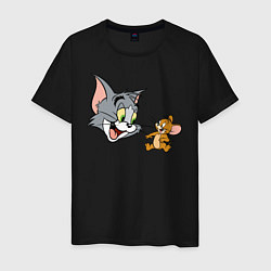 Футболка хлопковая мужская Tom & Jerry цвета черный — фото 1