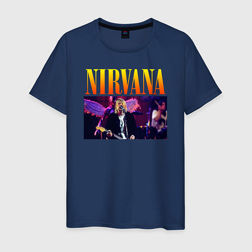 Мужская футболка NIRVANA Курт Кобейн / Тёмно-синий – фото 1