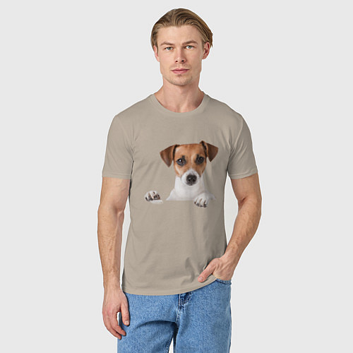 Мужская футболка Собака / Миндальный – фото 3