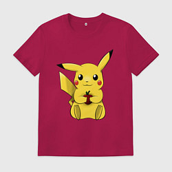 Футболка хлопковая мужская Пикачу, цвет: маджента