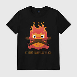 Футболка хлопковая мужская My heart burns, цвет: черный
