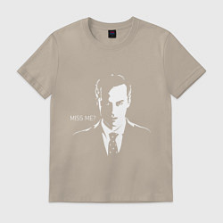 Футболка хлопковая мужская Moriarty: Miss me?, цвет: миндальный