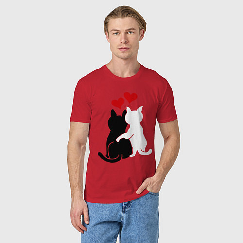 Мужская футболка Кошачья любовь / Красный – фото 3