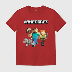 Футболка хлопковая мужская MINECRAFT, цвет: красный