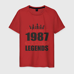 Футболка хлопковая мужская 1987 - рождение легенды, цвет: красный