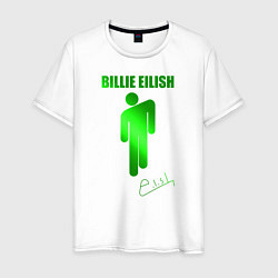 Футболка хлопковая мужская Billie Eilish автограф, цвет: белый