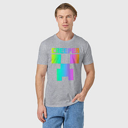 Футболка хлопковая мужская MINECRAFT CREEPER, цвет: меланж — фото 2