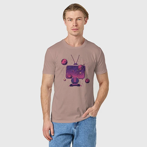 Мужская футболка Космический телевизор / Пыльно-розовый – фото 3
