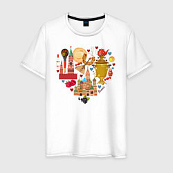 Футболка хлопковая мужская LOVE RUSSIA, цвет: белый