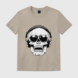 Футболка хлопковая мужская Skull Music lover, цвет: миндальный