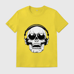 Футболка хлопковая мужская Skull Music lover, цвет: желтый