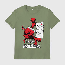 Футболка хлопковая мужская Свинка Пигги из Roblox, цвет: авокадо