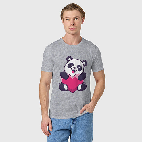 Мужская футболка Панда love / Меланж – фото 3