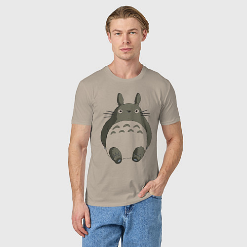 Мужская футболка Тоторо с прозрачным пузиком / Миндальный – фото 3