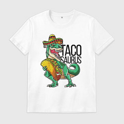 Футболка хлопковая мужская Tacosaurus, цвет: белый
