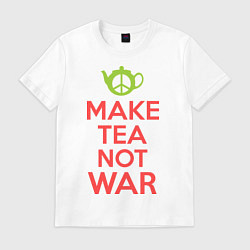 Футболка хлопковая мужская Make tea not war, цвет: белый
