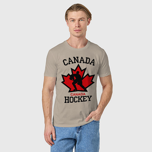 Мужская футболка Canada Hockey / Миндальный – фото 3