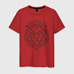 Футболка хлопковая мужская Геометрический Лев, цвет: красный