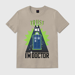 Футболка хлопковая мужская Trust me, i'm doctor who, цвет: миндальный