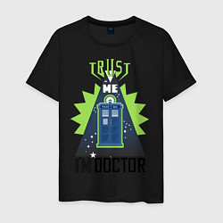 Футболка хлопковая мужская Trust me, i'm doctor who, цвет: черный