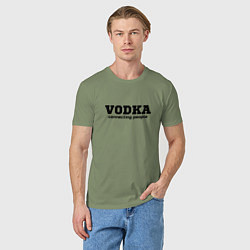 Футболка хлопковая мужская Vodka connecting people, цвет: авокадо — фото 2