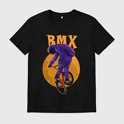 Футболка хлопковая мужская BMX - moon - space, цвет: черный