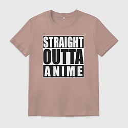 Футболка хлопковая мужская Straight Outta Anime, цвет: пыльно-розовый