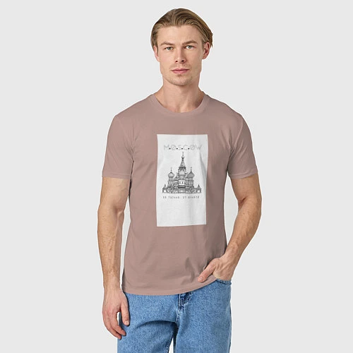 Мужская футболка Москва координаты / Пыльно-розовый – фото 3