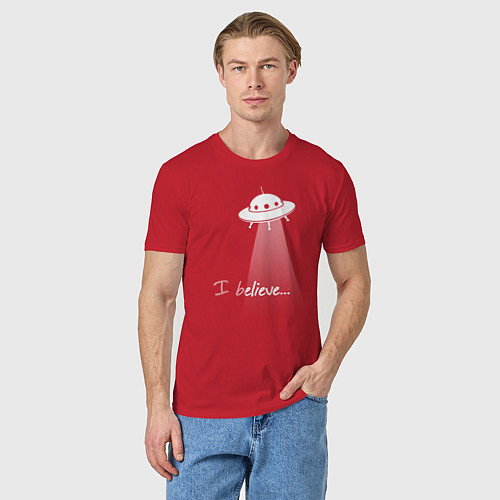 Мужская футболка I believe in UFO / Красный – фото 3