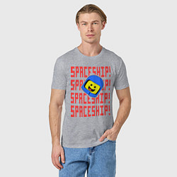 Футболка хлопковая мужская Spaceship, цвет: меланж — фото 2