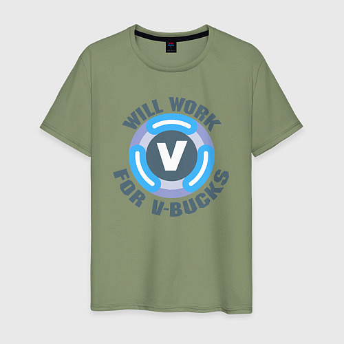 Мужская футболка Will Work For V-Bucks / Авокадо – фото 1