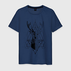 Футболка хлопковая мужская Polygonal deer, цвет: тёмно-синий