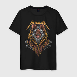 Футболка хлопковая мужская Metallica - летучая мышь, цвет: черный