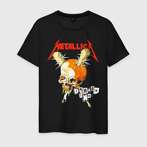Мужская футболка Metallica - оранжевый череп / Черный – фото 1