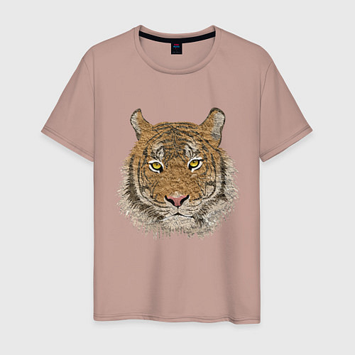 Мужская футболка Тигр / Пыльно-розовый – фото 1