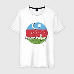 Футболка хлопковая мужская Азербайджан, цвет: белый