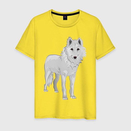 Мужская футболка Белый волк / Желтый – фото 1