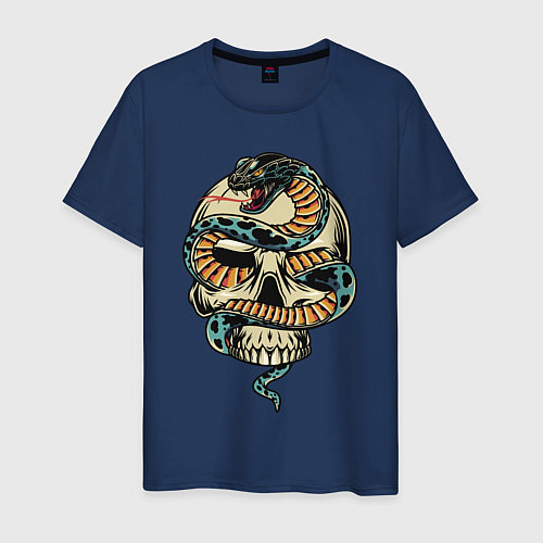 Мужская футболка Snake&Skull / Тёмно-синий – фото 1