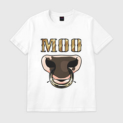 Футболка хлопковая мужская Bull Moo, цвет: белый