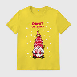 Футболка хлопковая мужская Гном с подарком, цвет: желтый