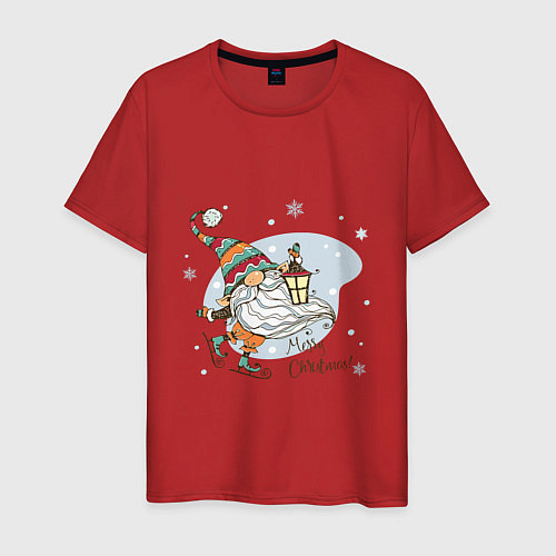Мужская футболка Рождественский гном / Красный – фото 1