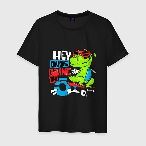 Мужская футболка Dino hipster / Черный – фото 1