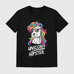Футболка хлопковая мужская Unicorn hipster, цвет: черный