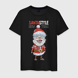 Футболка хлопковая мужская SantaSTYLE, цвет: черный