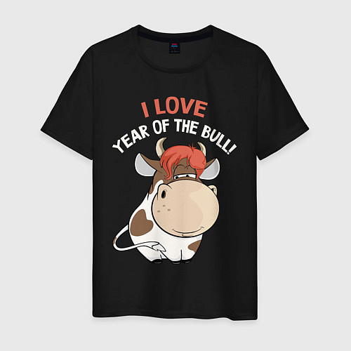 Мужская футболка I love year of the bull! / Черный – фото 1