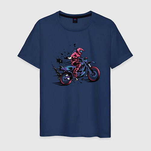 Мужская футболка Мотокросс / Тёмно-синий – фото 1