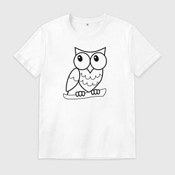 Футболка хлопковая мужская Забавная сова, цвет: белый