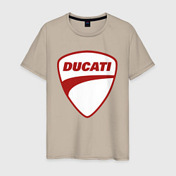 Футболка хлопковая мужская Ducati Logo Дукати Лого Z, цвет: миндальный