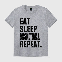 Футболка хлопковая мужская EAT SLEEP BASKETBALL REPEAT, цвет: меланж