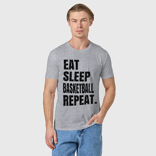 Мужская футболка EAT SLEEP BASKETBALL REPEAT / Меланж – фото 3